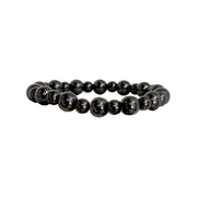 stacy plain 8mm beaded stretch bracelet gunmetal with spacer beads