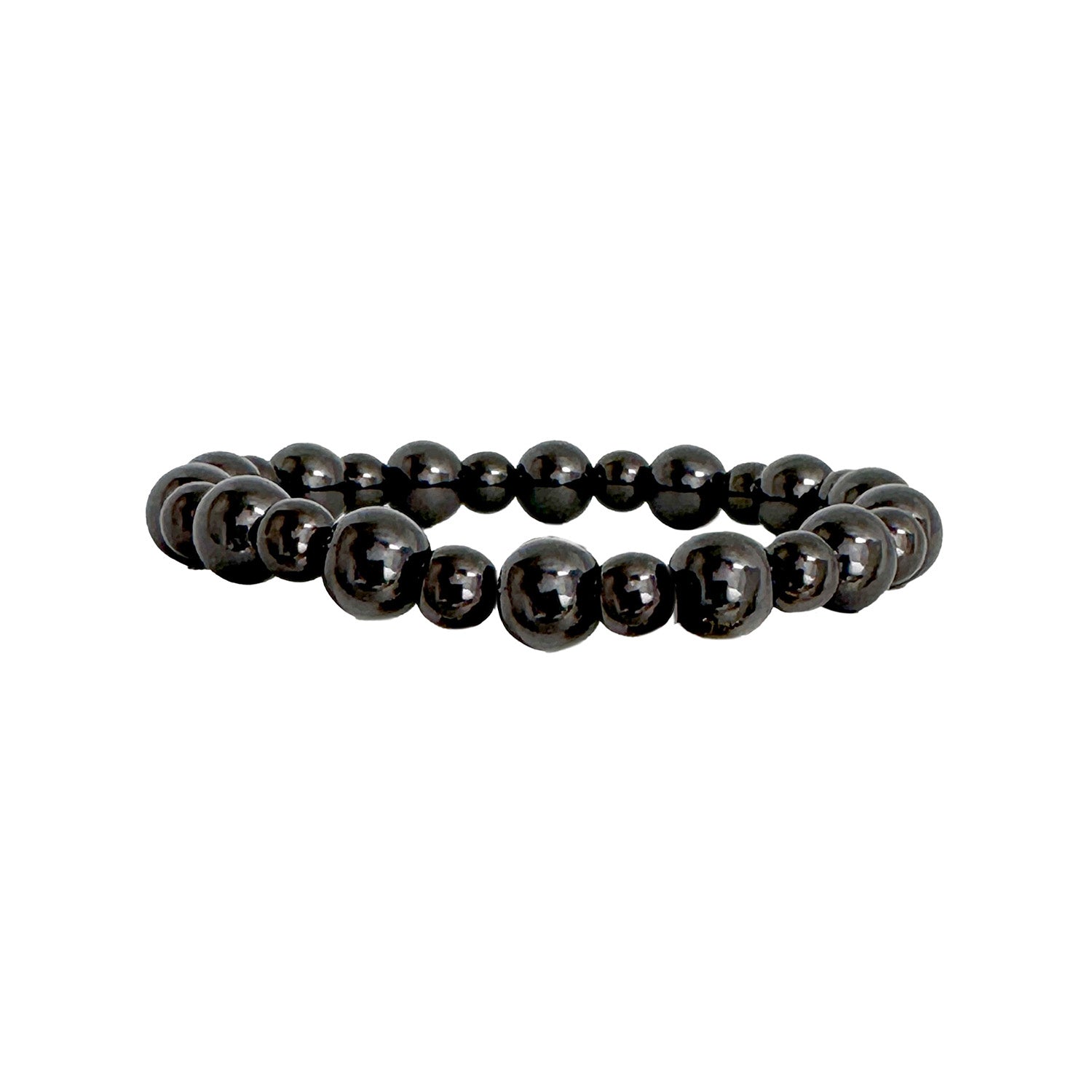stacy plain 8mm beaded stretch bracelet gunmetal with spacer beads