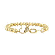 Stacy Stretch Rope Heart Beaded Bracelet in gold with pavé heart accent Love Lisa