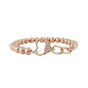 Stacy Stretch Rope Heart Beaded Bracelet in rose gold with pavé heart charm