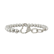 Stacy Stretch Rope Heart Beaded Bracelet in silver with pavé heart detail