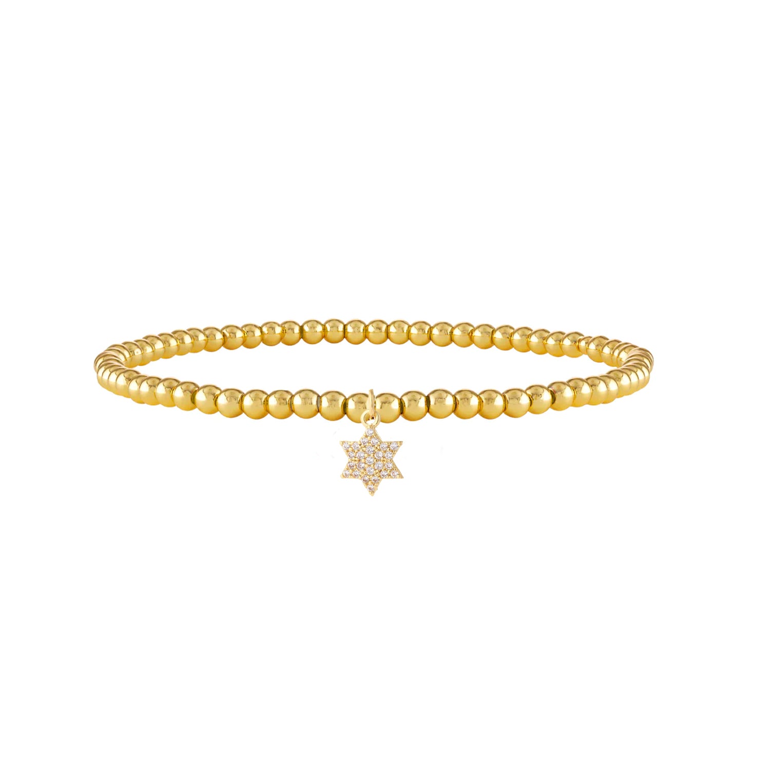 Star of David anklet in gold with meal beads and dangling crystal charm Love Lisa