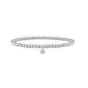 Star of David anklet in silver with crystal bead design and charm