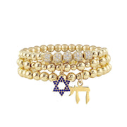 love lisa gold star of david chai bracelet stack judaica beaded pavé jewelry