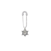 Star of David and Hamsa safety pin with sparkling rhinestone crystals