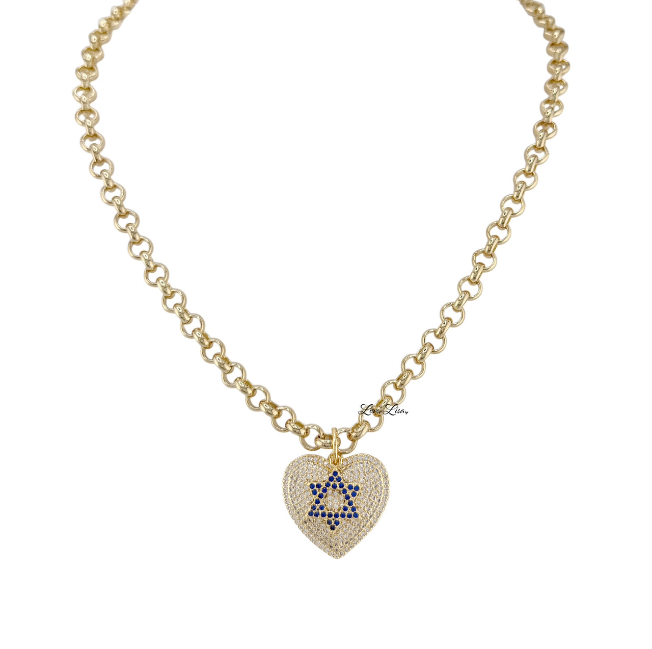 Star of David Heart Charm Necklace