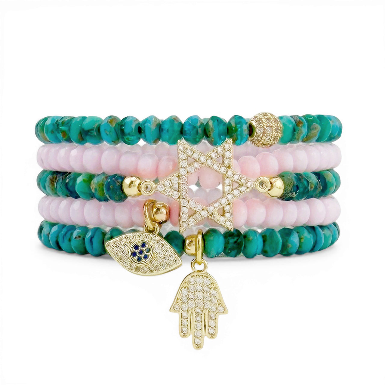 Harper Star Of David Protection Stack of Crystal Bracelets