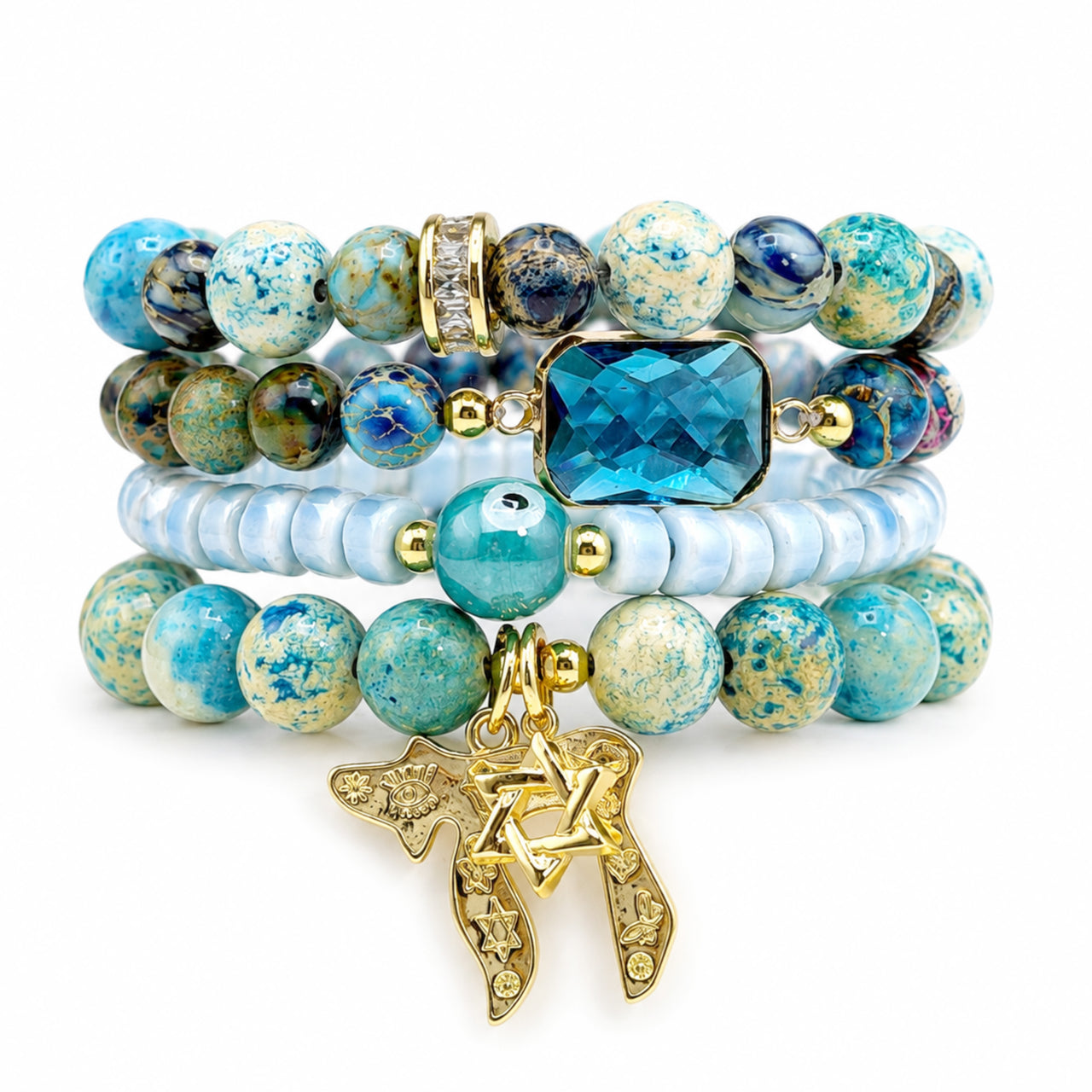 Chaya Star of David Beaded Bracelet Stack
