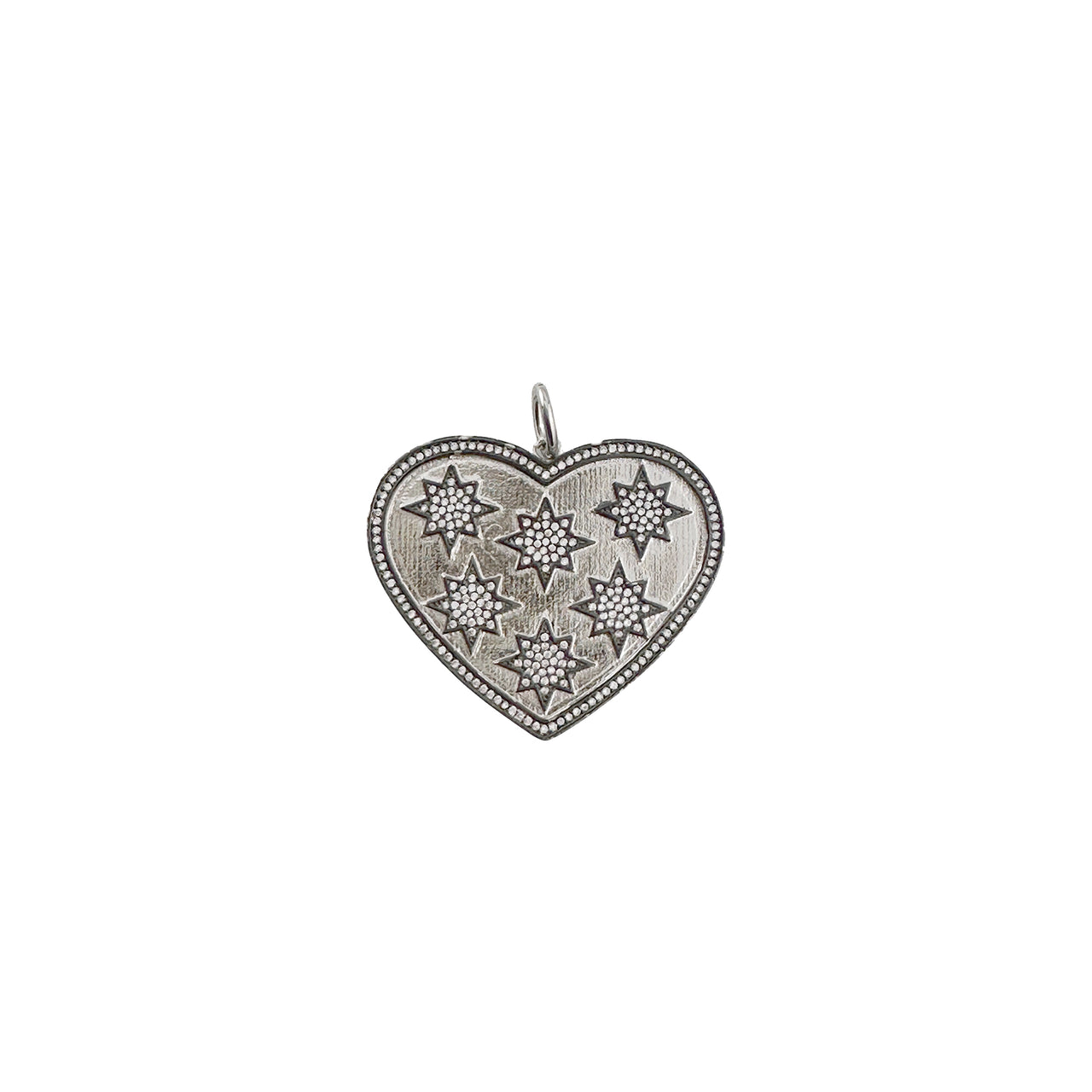 starburst heart charm silver pendant with six pave starbursts love lisa