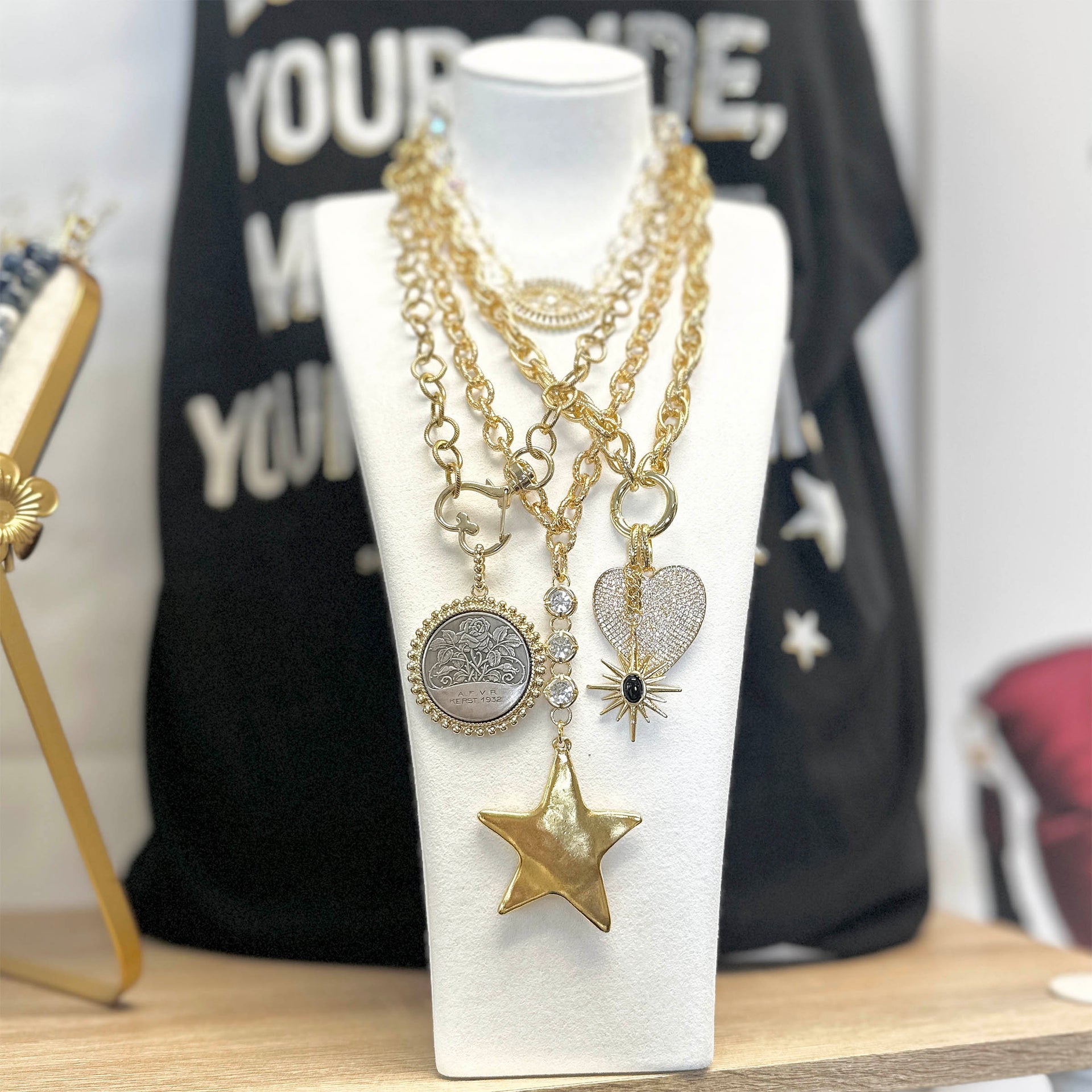 Love Lisa Starlight Glam Star Necklace on display holiday jewelry