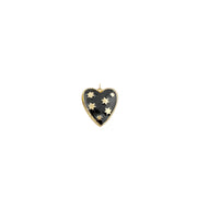 Black enamel heart charm with gold Star of David by Love, Lisa Jewelry