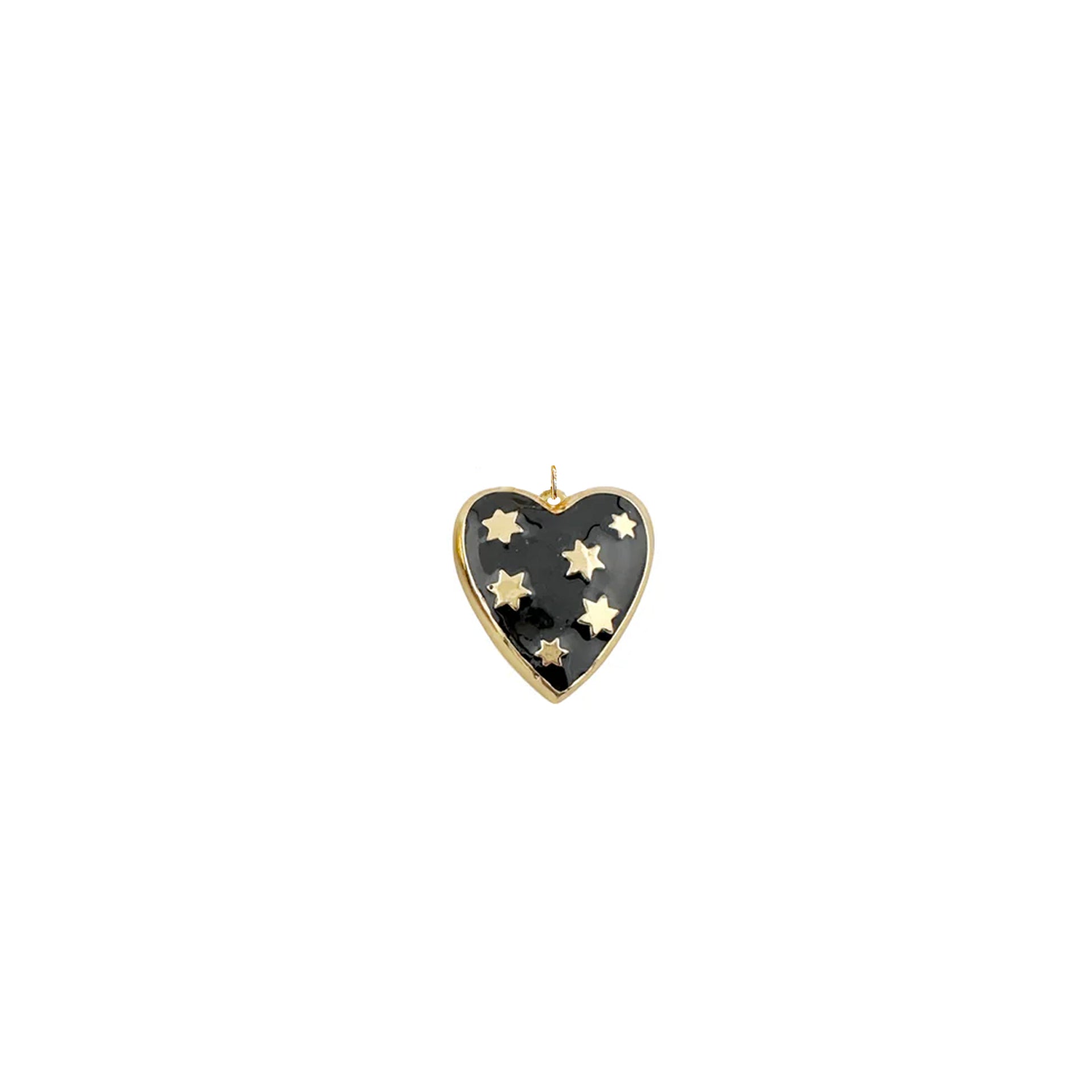 Black enamel heart charm with gold Star of David by Love, Lisa Jewelry