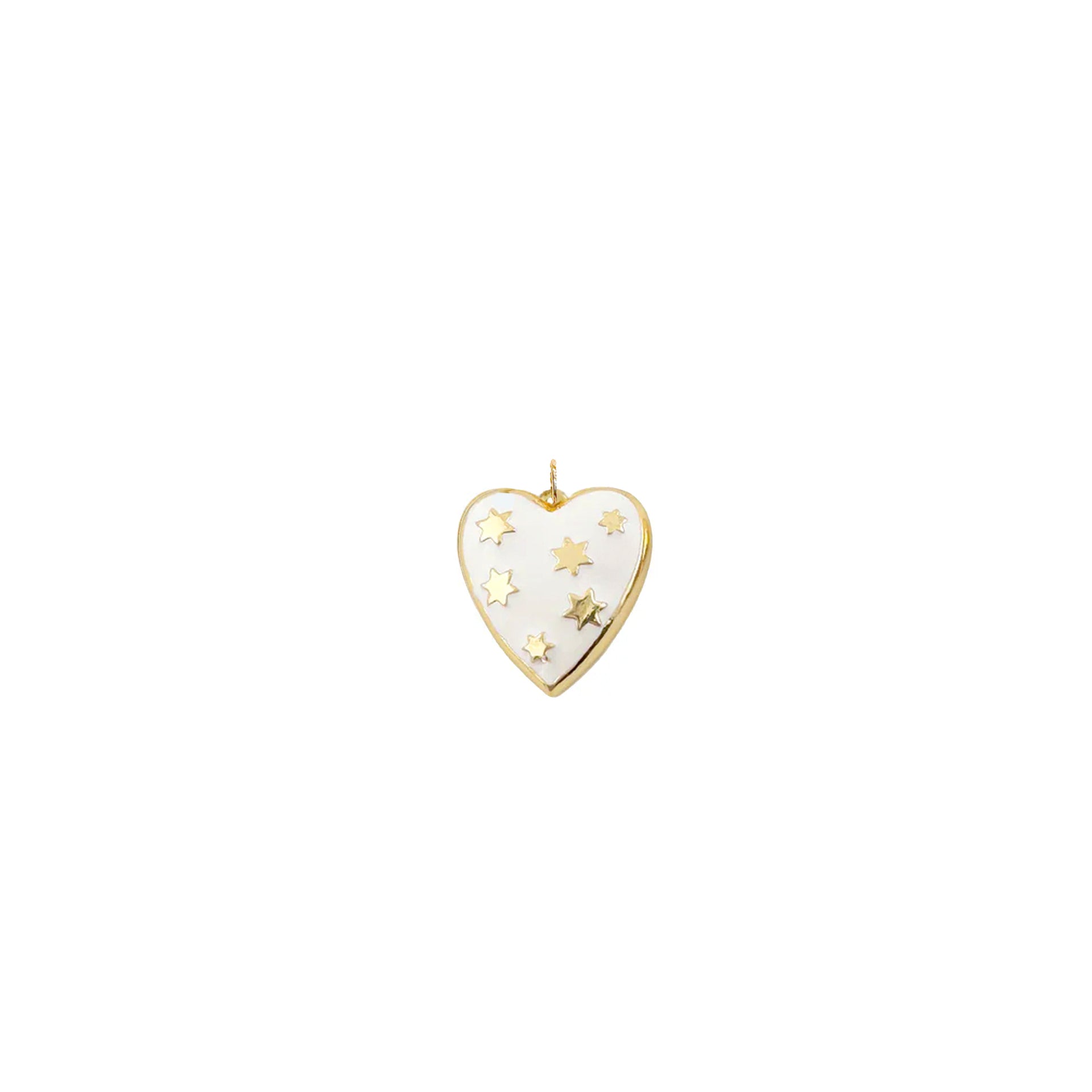 White enamel heart charm with gold Star of David by Love, Lisa Jewelry
