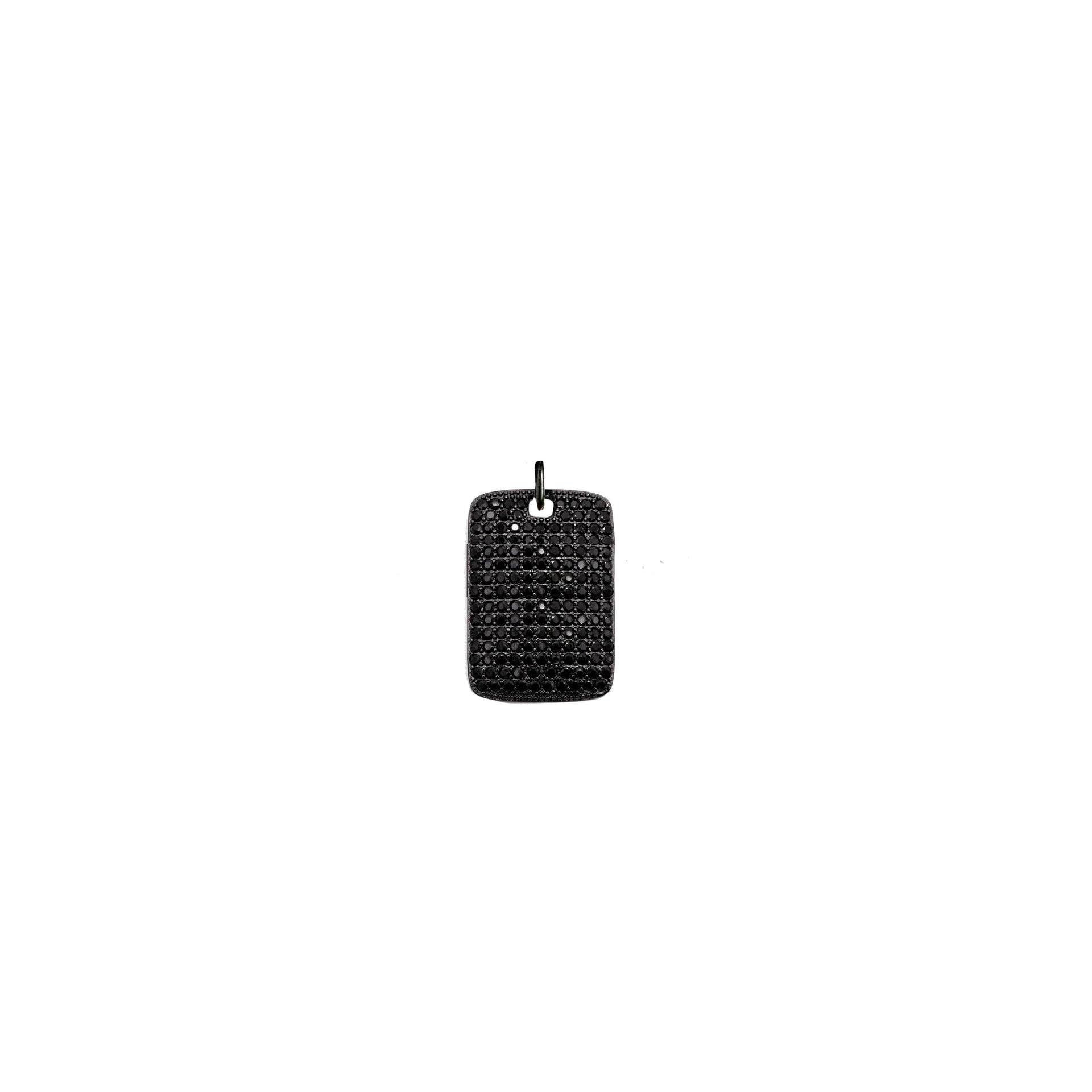 Stella black pavé dog tag charm with crystal detailing