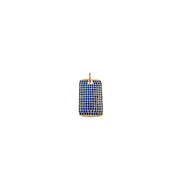 Stella Dog Tag Charm in blue crystals with gold rectangular base