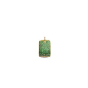 reen Stella Dog Tag Charm with pavé crystals on gold setting