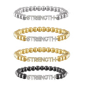 Love Lisa STRENGTH Breast Cancer Awareness Word Bracelet in multiple finishes with polished metal beads and STRENGTH pave centerpiece
