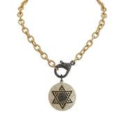 
Gold Talia Star of David necklace with crystal star charm and bold link chain