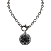 
Black Talia Star of David necklace with crystal pendant and link chain