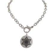
Silver Talia Star of David necklace with pavé crystal charm and chain