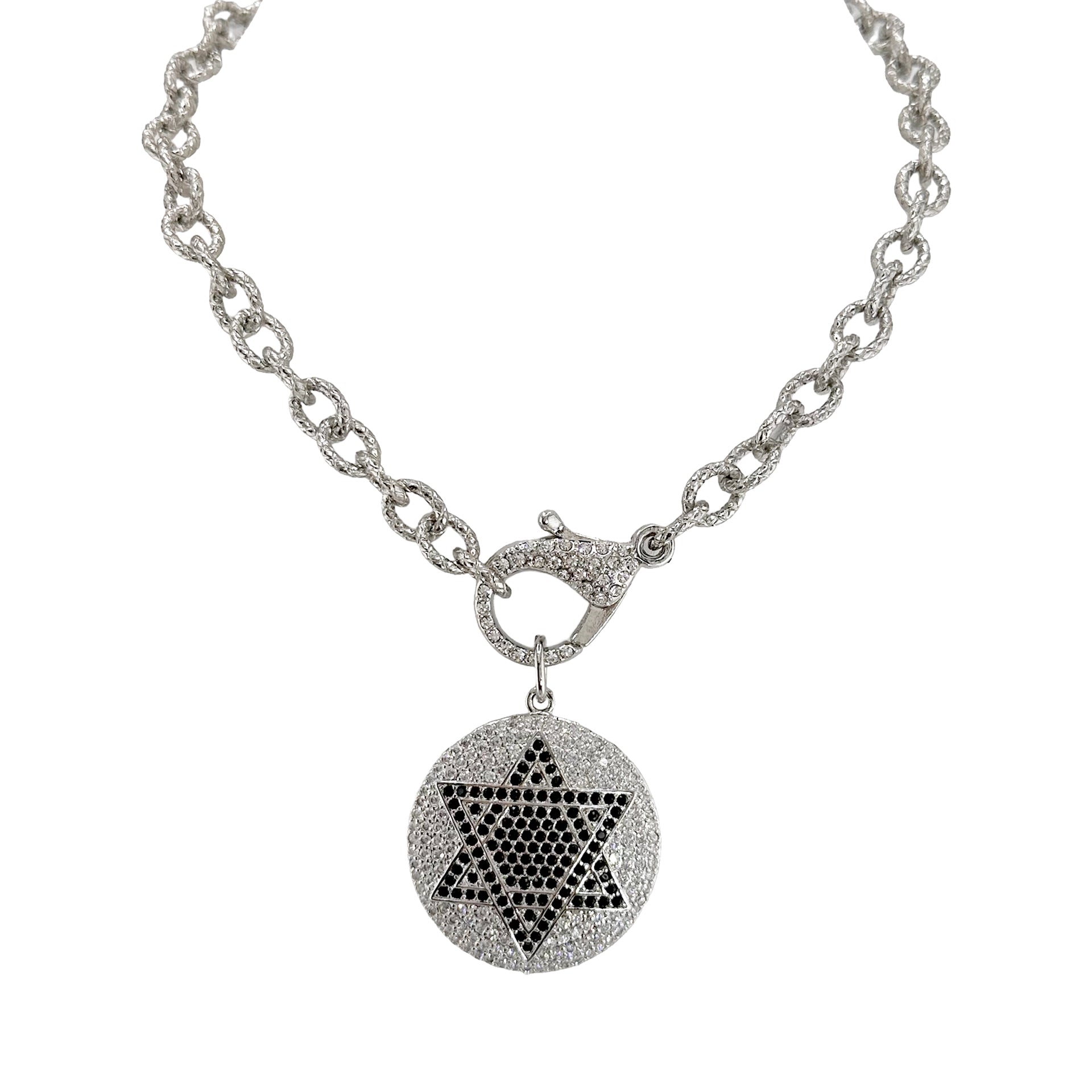 
Silver Talia Star of David necklace with pavé crystal charm and chain