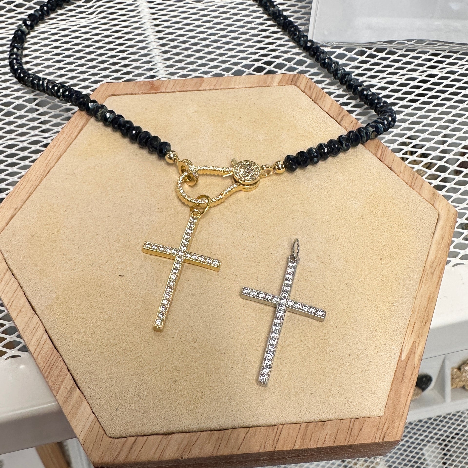 Styled Love Lisa Tamara Luxe Pavé Cross Pendant layered