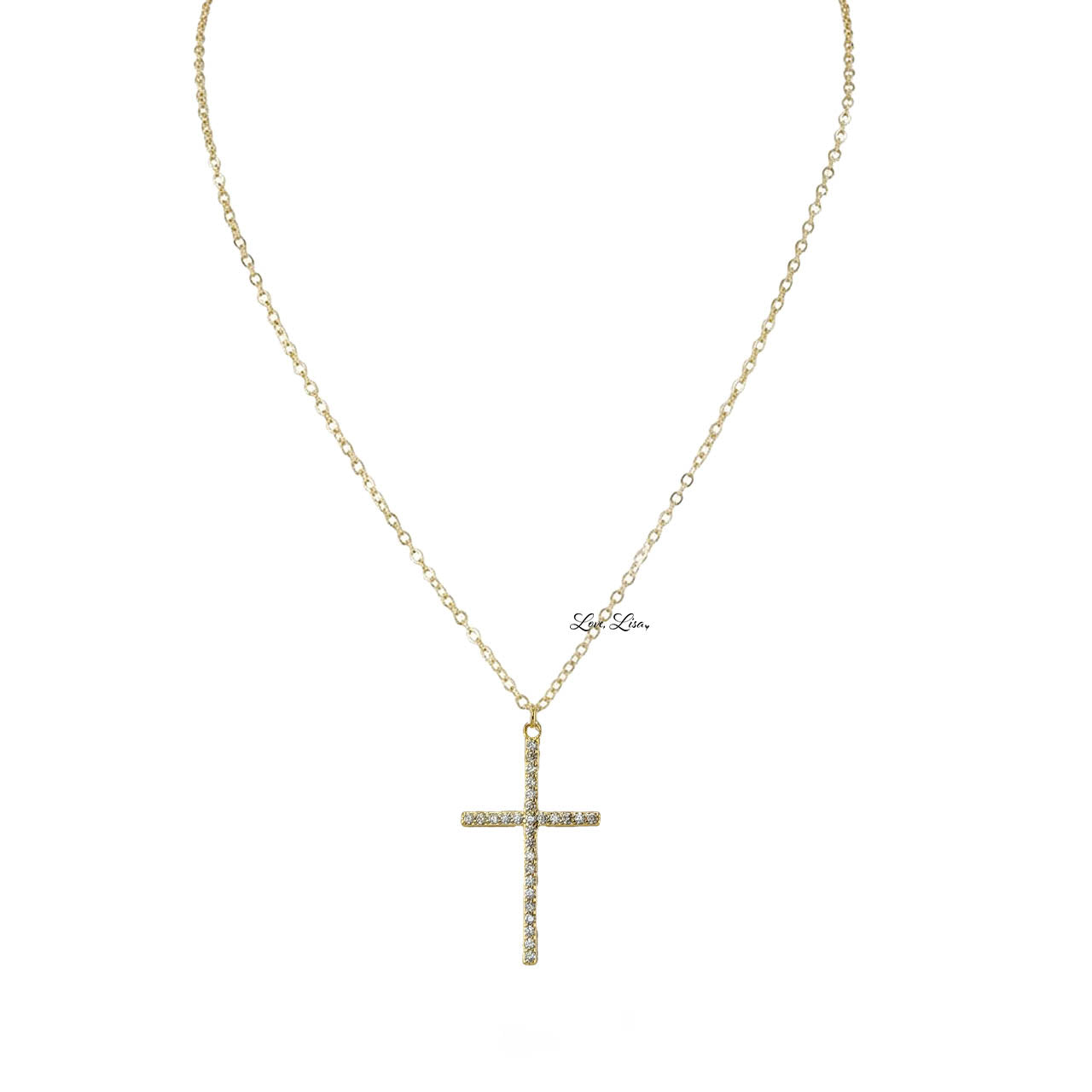 Love Lisa tamara pave cross necklace gold cz crystal cross pendant faith inspired necklace gift for her