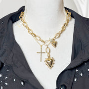 Love Lisa tamara pave cross necklace layered mixed metal chains cz cross pendant faith jewelry look