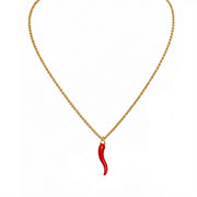 Tatiana red and gold horn necklace 16 inches
