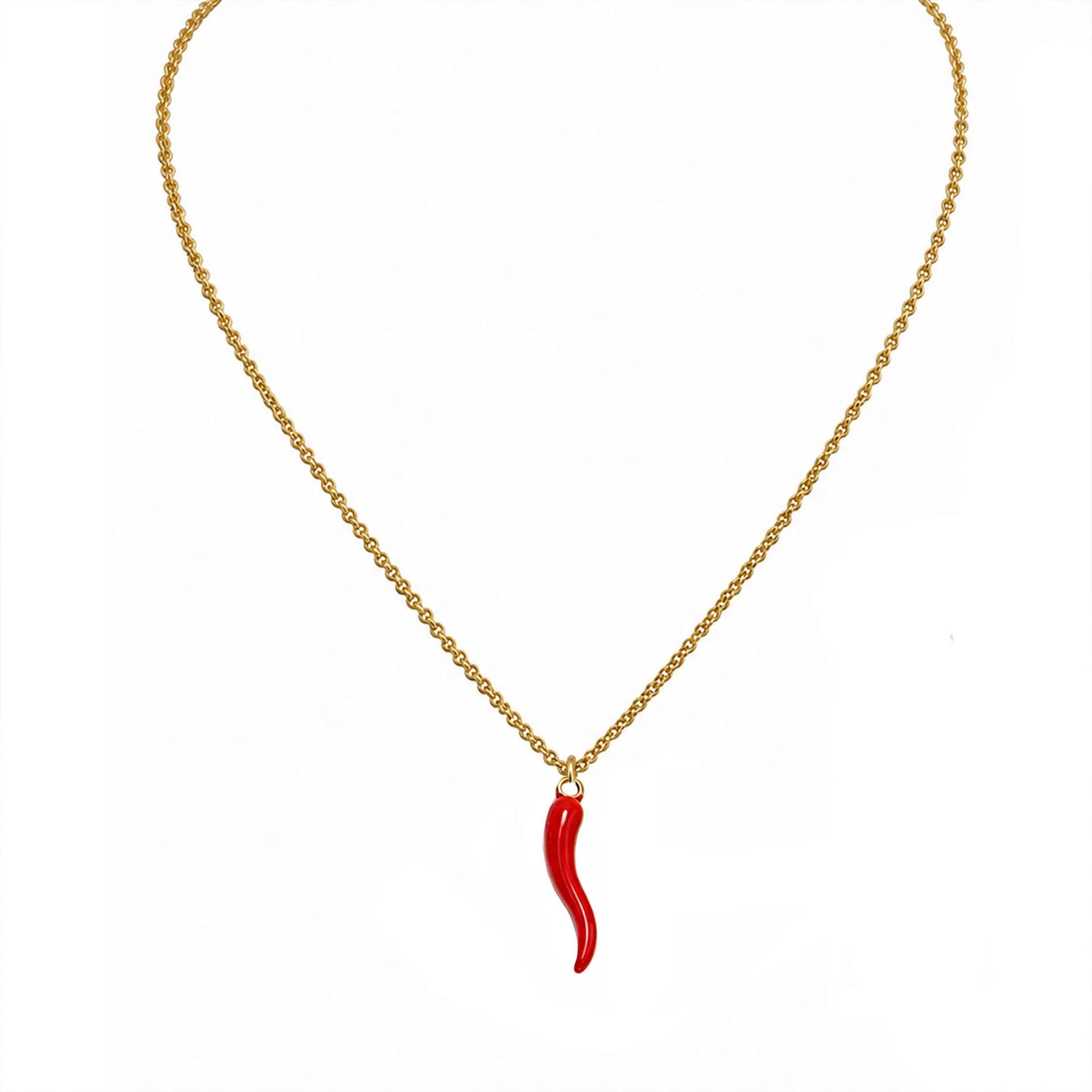 Tatiana red and gold horn necklace 16 inches