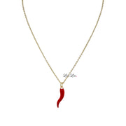 Red Italian Horn Gold Necklace By Love LIsa