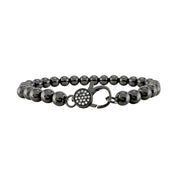 gunmetal beaded charm clasp bracelet with pavé crystal double sided clasp