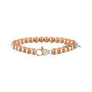 Love Lisa rose gold beaded clasp bracelet with pavé crystal charm clasp