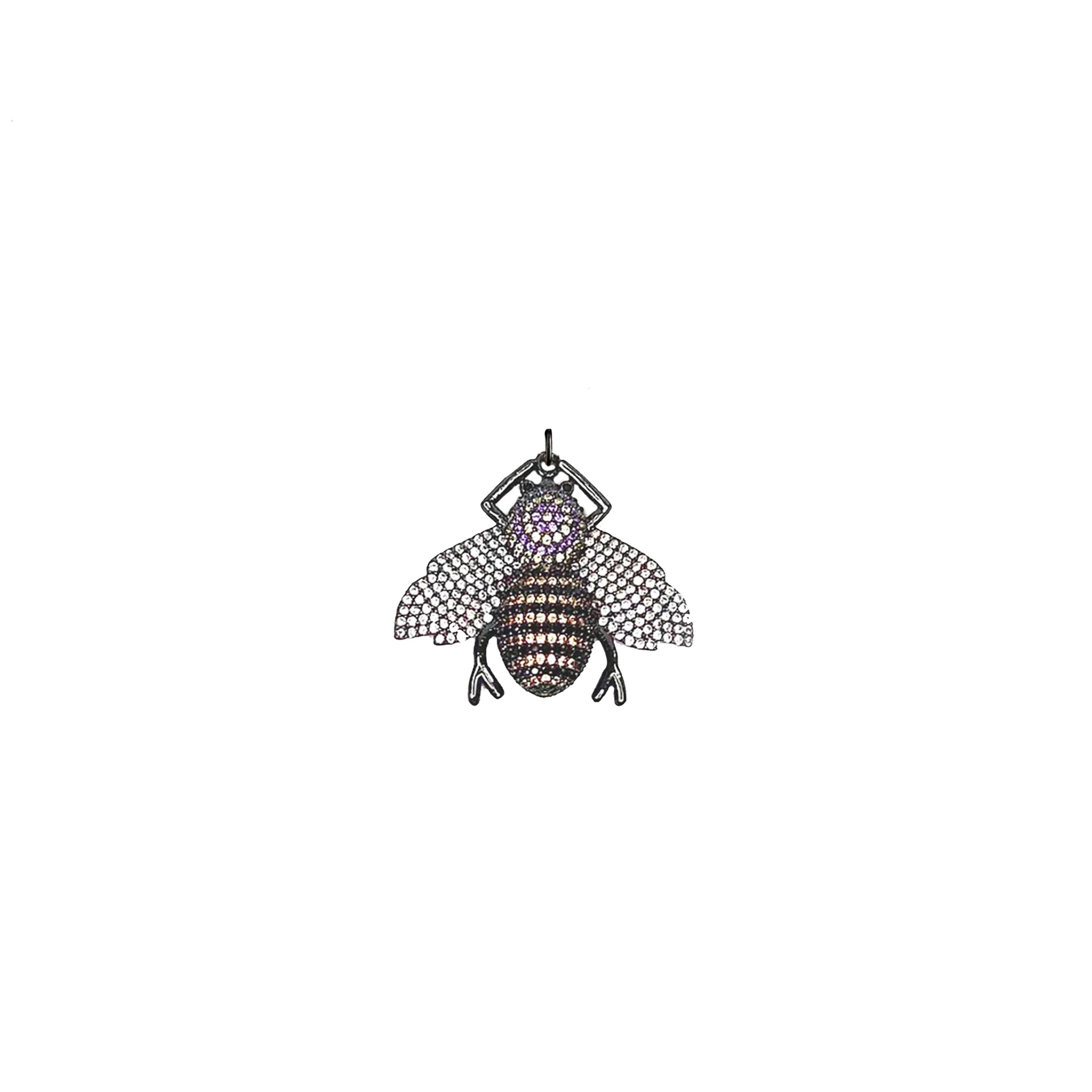 Close-up of Queen Bee Charm featuring sparkling pavé stones and lavender accents