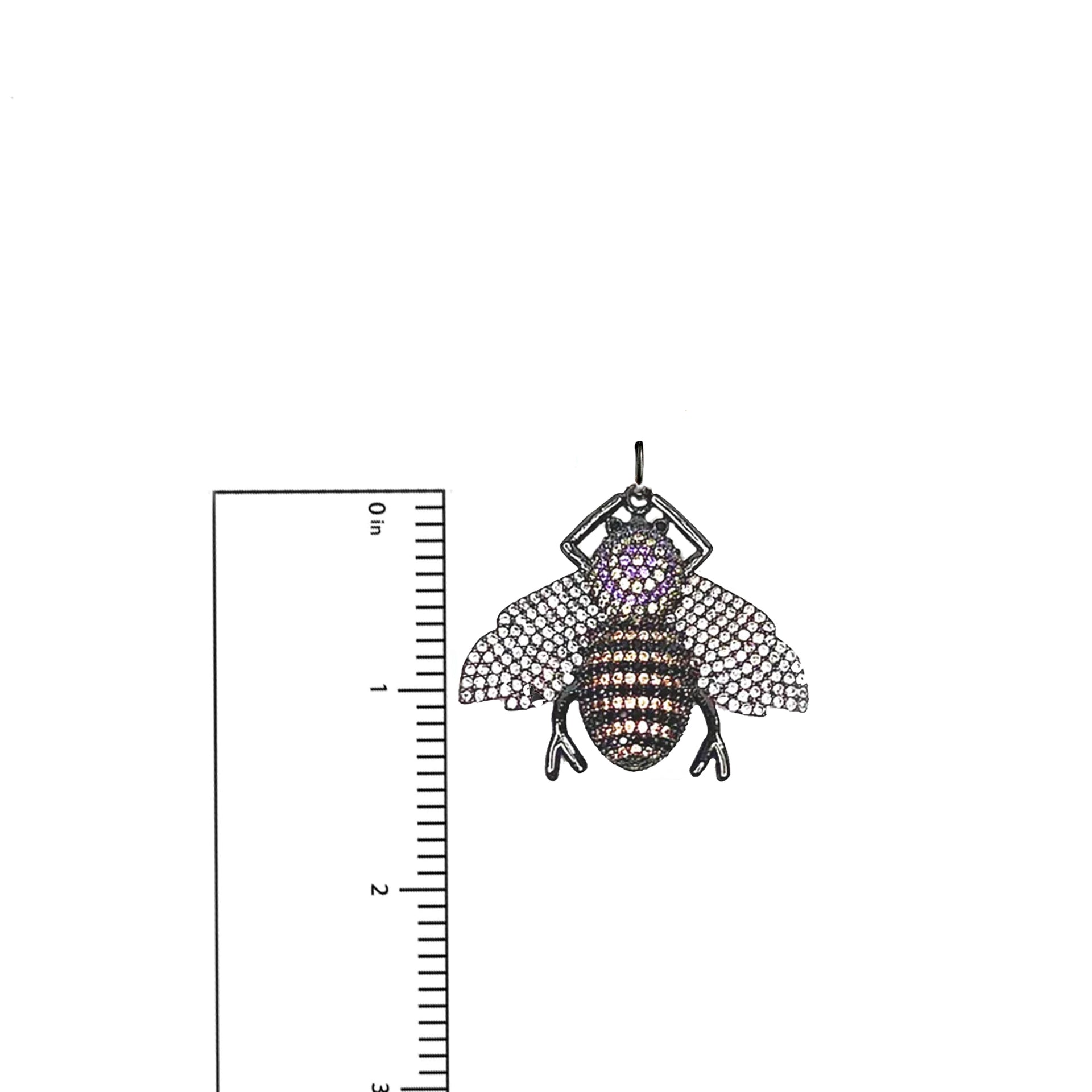 Queen Bee Charm with ruler showing 1.5-inch size for scale