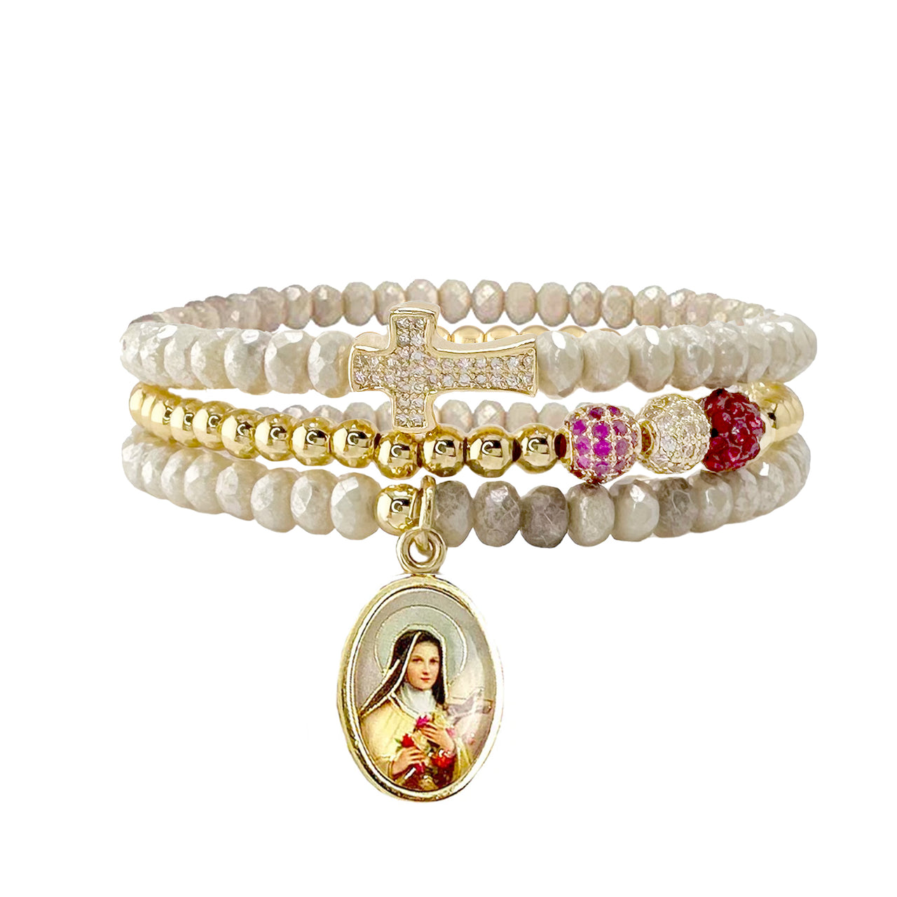 St. Therese Little Flower Stack of  Bracelets