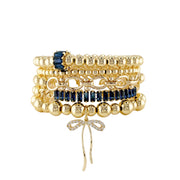 Love Lisa Hannah Blue Bonnet gold and blue bow bracelet stack