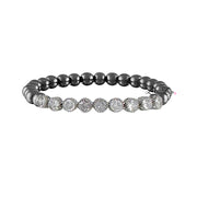 Love Lisa Val Tennis Beaded Bracelet featuring gunmetal tone beads with sparkling silver and clear stone detail