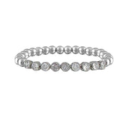 Love Lisa Val Tennis Beaded Bracelet with silver beads and round tennis stones on stretch bracelet