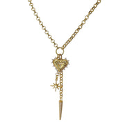 Valentina Love Necklace gold finish featuring symbolic heart and north star charms