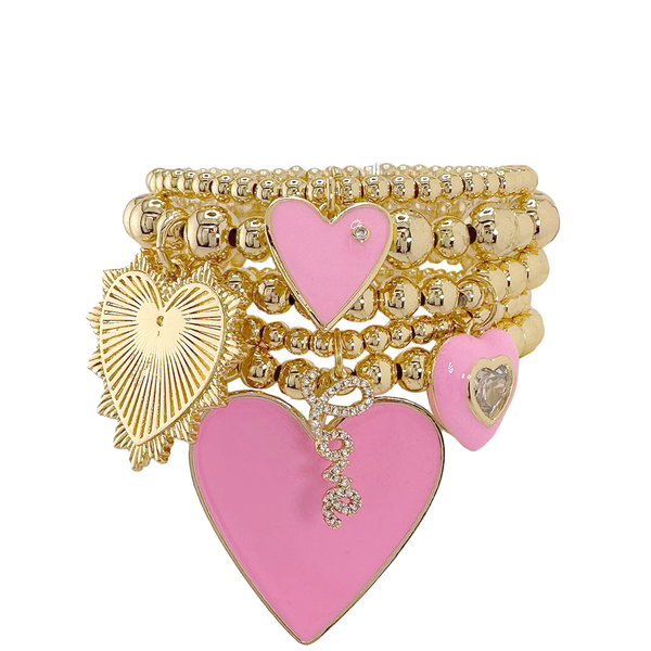 Gold and pink watch bracelet heart set 7inch Amazon.com: ZIMI Elegant Heart Shape Ladies Women main image 3