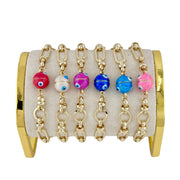 Valeria evil eye magnetic chain link bracelet available in multiple enamel colors