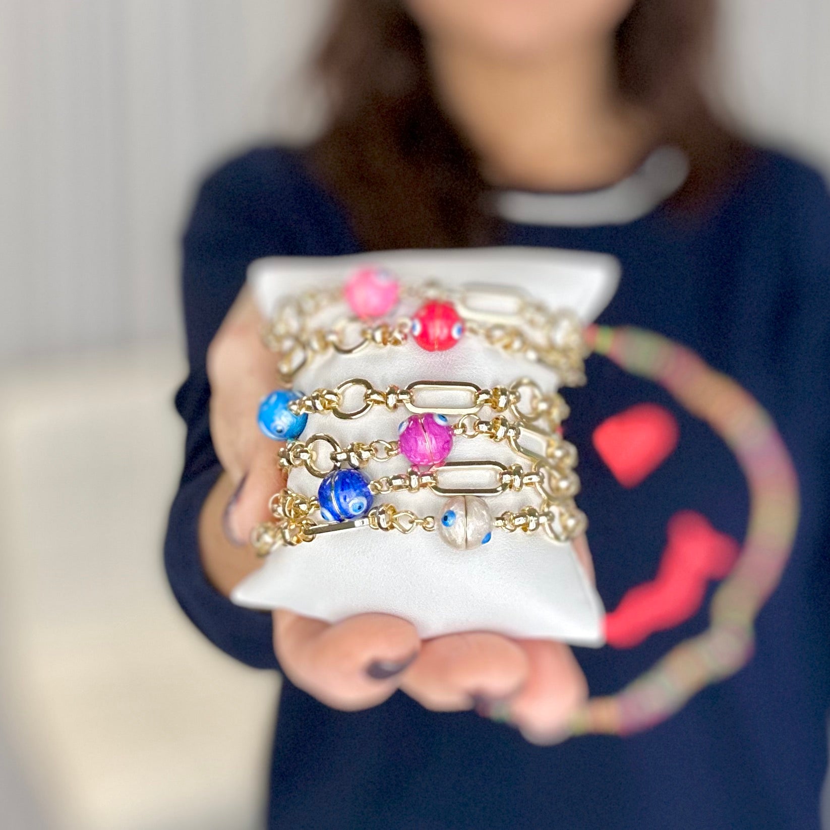 Valeria evil eye magnetic chain link bracelet giftable protection jewelry