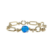 Valeria evil eye magnetic chain link bracelet light blue enamel bead protection charm