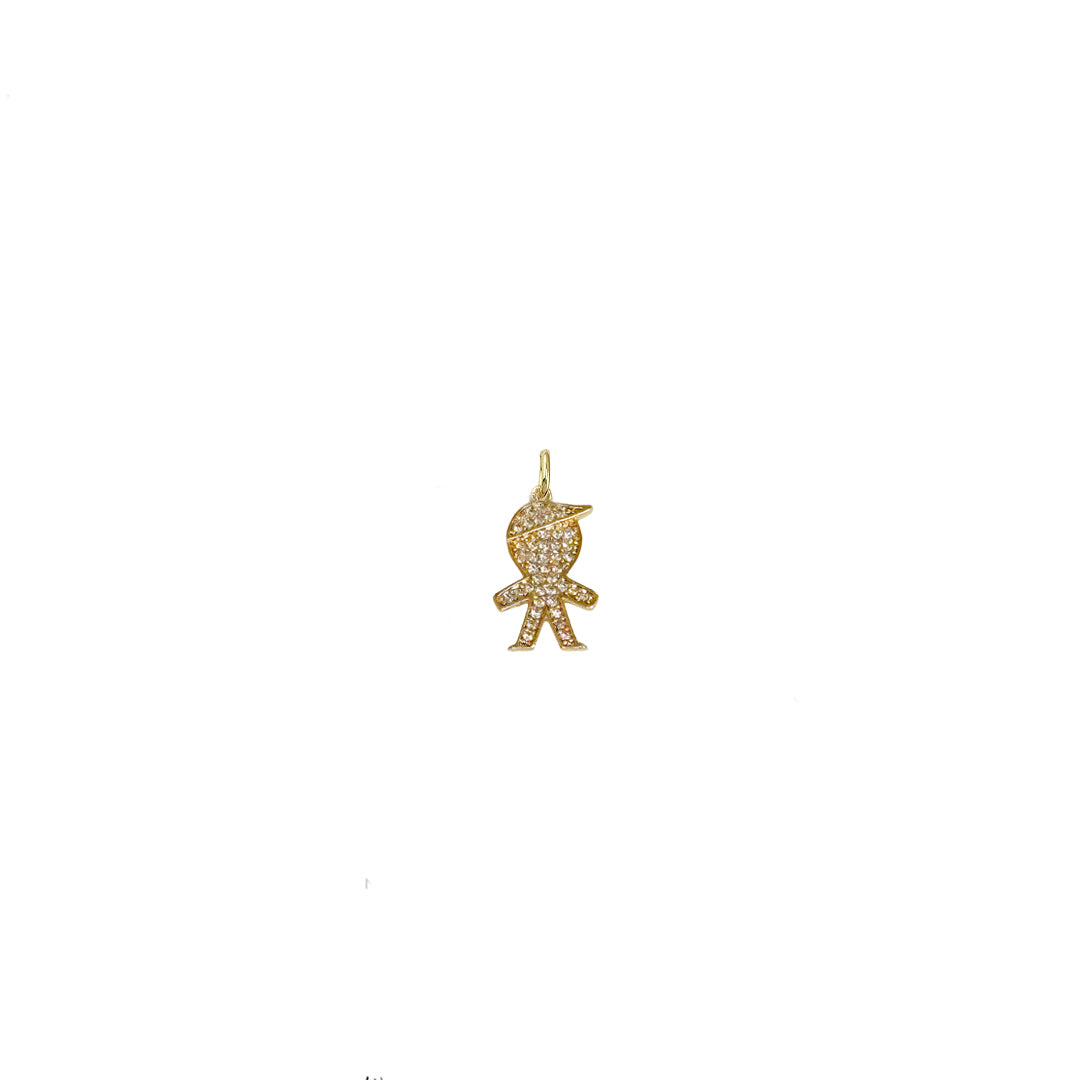 veronica boy charm gold pave necklace charm love lisa