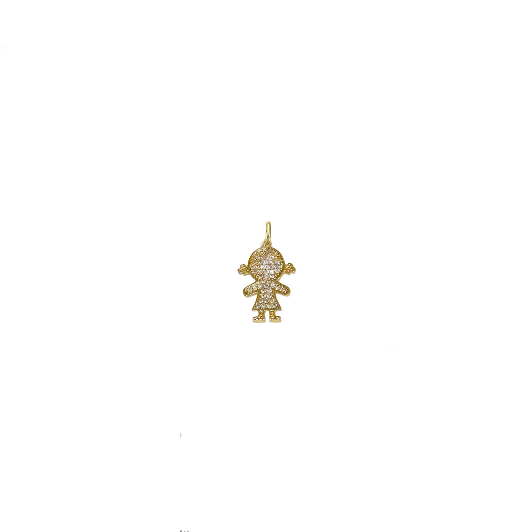 veronica girl charm gold pave necklace charm love lisa