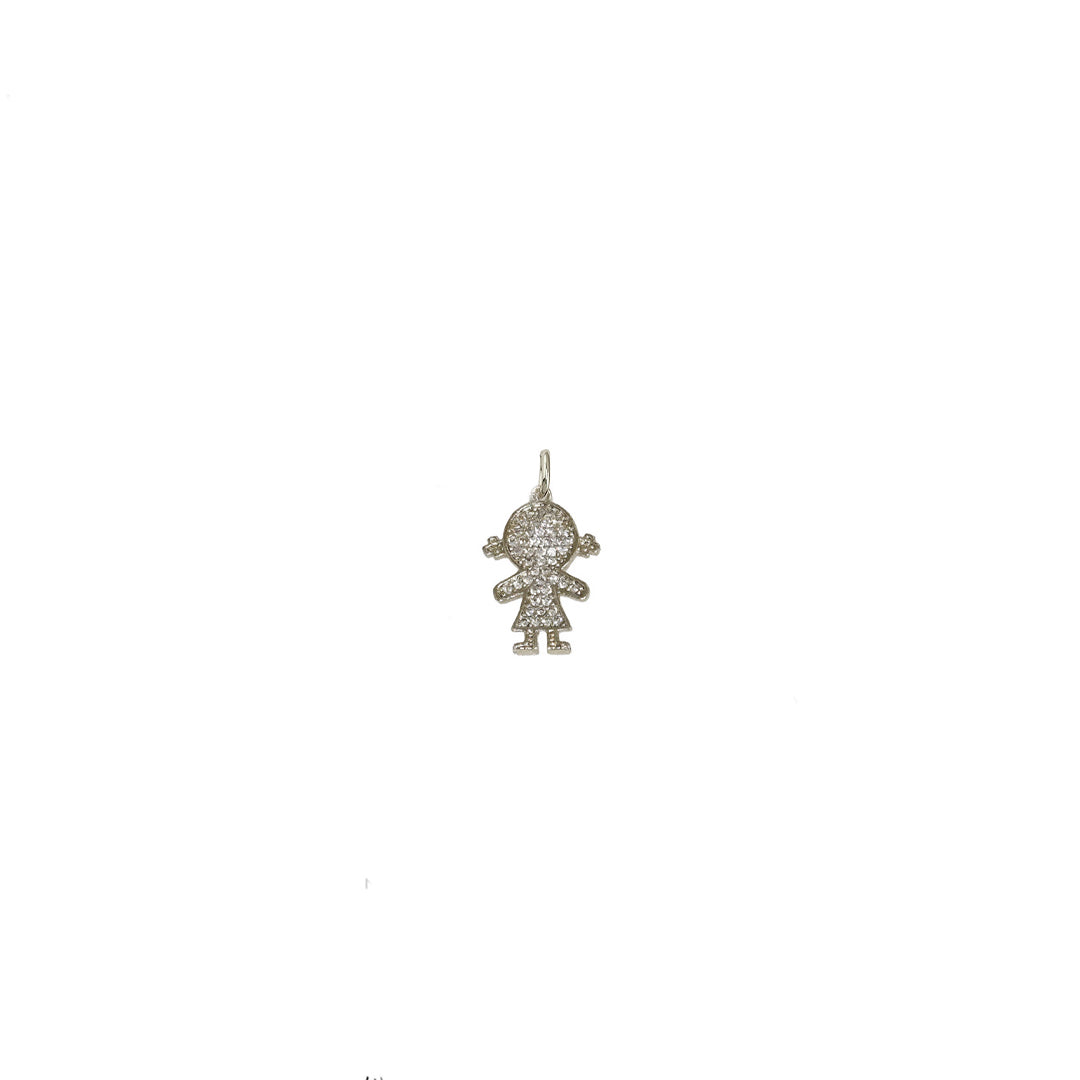 veronica girl charm silver pave necklace charm love lisa