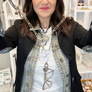 Model wearing Love Lisa Veronica Glasses and Charm Holder Necklace