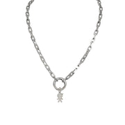 Veronica silver paperclip necklace with boy  charm personalized mom jewelry