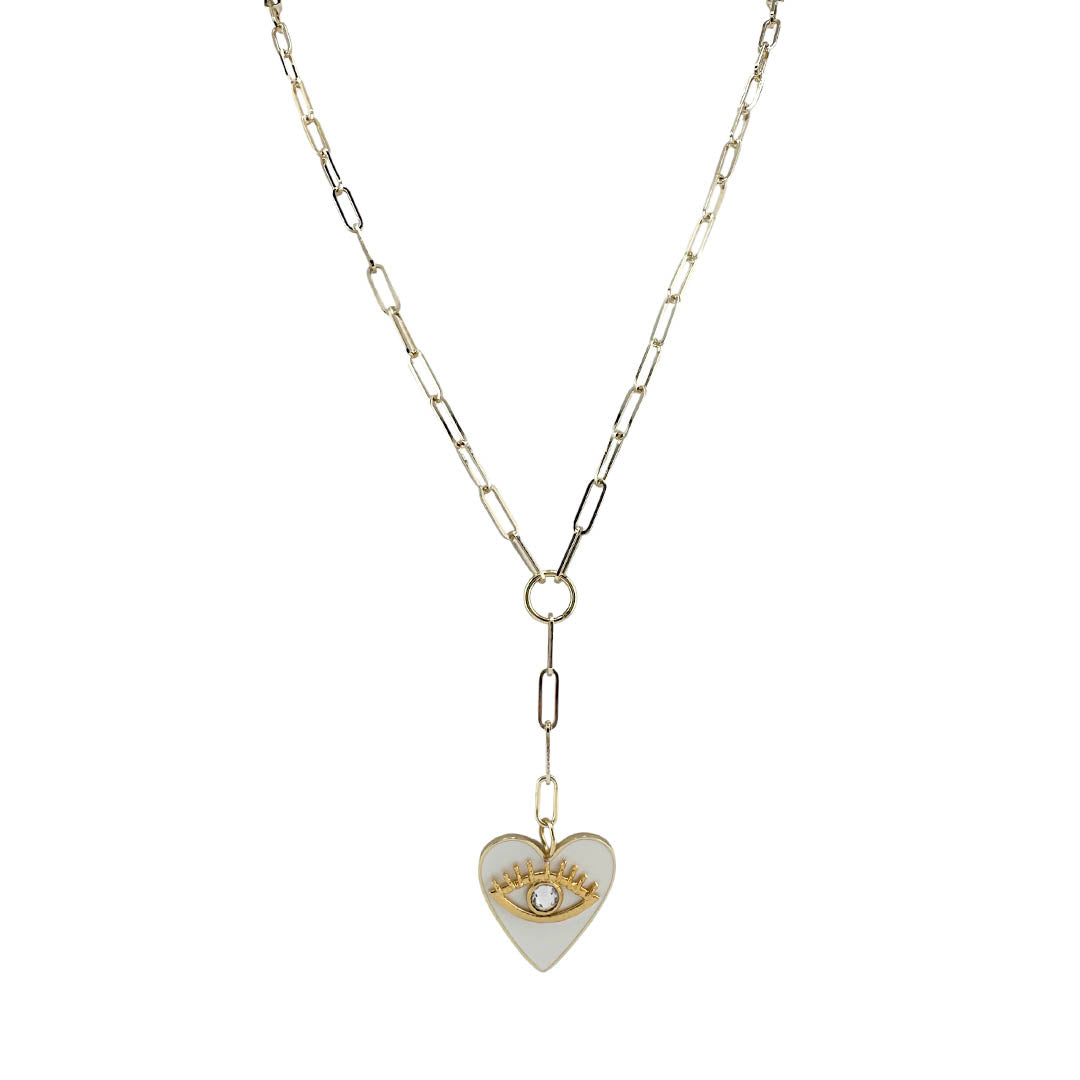 Necklace with a heart-shaped pendant on a white background